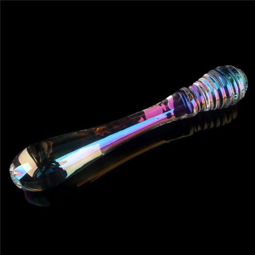Twilight Gleam Twin Pleasures kétvégű üveg dildó 20,5 cm