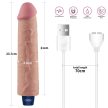 9.5" REAL SOFTEE Rechargeable Vibrating Dildo(Flesh) - 10 rezgési funkcióval rendelkező, erezett felületű vibrátor - 23,7 cm