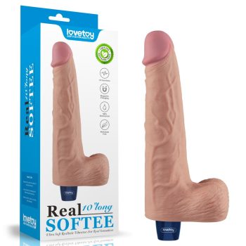   10" REAL SOFTEE Rechargeable Vibrating Dildo – újratölthető realisztikus TPE vibrátor 25,3 cm