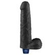 9" REAL SOFTEE Rechargeable Vibrating Dildo Black – realisztikus újratölthető vibrátor 10 rezgésmóddal