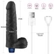 9" REAL SOFTEE Rechargeable Vibrating Dildo Black – realisztikus újratölthető vibrátor 10 rezgésmóddal