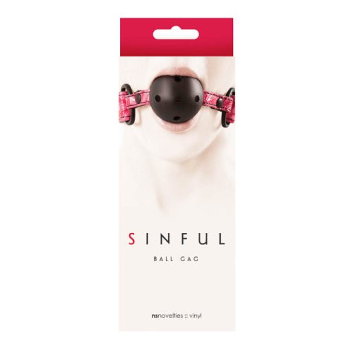 NS Toys - Sinful Ball Gag Pink - Rózsaszín, fekete szájpecek 