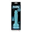 NS Toys Firefly 5 inch Glowing Dildo Blue- Sótétben világító, herés, letapasztható kék dildó 17cm