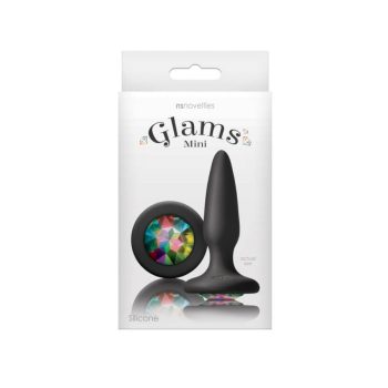   NStoys Glams Mini Rainbow Gem - Fekete, szilikon análdugó, kővel