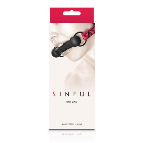 NS Toys Sinful - Bar Gag - Pink - Rózsaszín, fekete szájpecek