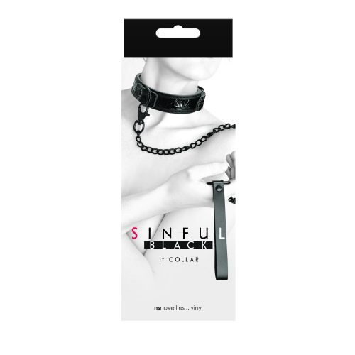 NS Toys - Sinful - 1'' Collar - Black - Fekete póráz