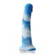 NS toys Colours - Pleasures - Yum Yum  8" Dildo - Blue- Letapasztható kék-fehér dildó