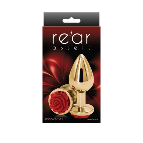 NStoys Rear Assets - Rose - Small - Red - Anál dugó, piros rózsával, M