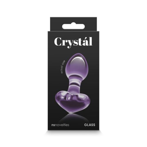 NS Toys - Crystal - Heart - Purple - Lila análdugó, hipoallergén bór-szilikát üvegből