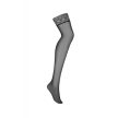 Obsessive Shibu stockings black L/XL - Csipkés, fekete combfix L/XL