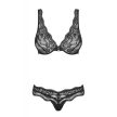 Obsessive Luvae set L/XL- Fekete csipkés kétrészes szexi szett L-XL