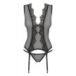 Obsessive - Meshlove corset & thong - Szexi fekete fűző tangával S/M