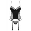 Obsessive - Sharlotte corset & thong black - Szexi fekete fűző tangával L/XL