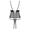 Obsessive - Sharlotte corset & thong black - Szexi fekete fűző tangával L/XL