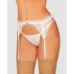 Obsessive - Bianelle garter belt white L/XL - Csipkés, fehér harisnyakötő