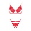 Obsessive - Mellania 2-pcs set red - Piros, szexi melltartó és tanga S/M
