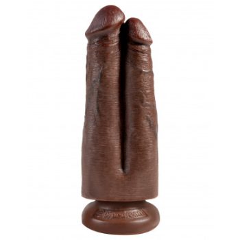   Pipedream - King Cock Two Cocks One Hole 7in Dildo Brown - Hámba helyezhető, Barna, élethű kétágú dildó