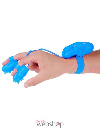 Pipedream Neon Magic Touch Finger Fun Blue- Szabályozható rezgési funkcióval ellátott unisex izgató