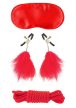 Pipedream Fetish Fantasy Series Lovers Bondage Kit  - Szemmaszk, kötél, tollas mellbimbócsipesz BDSM szett