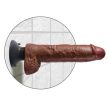 King Cock - Vibrátoros, herés élethű dildó, barna 10 inch