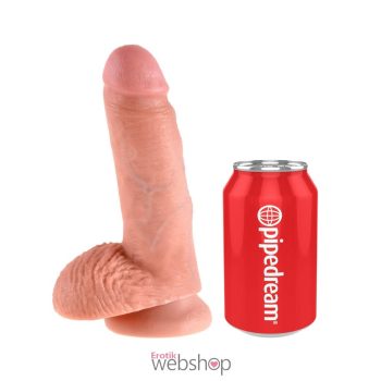   Pipedream King Cock 7 inch Cock With Balls Flesh- Letapasztható, herés dildó 16-20cm