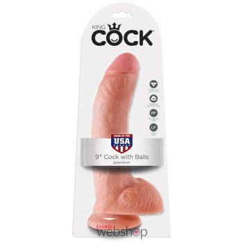   Pipedream King Cock 9 inch Cock With Balls Flesh- Herés, letapasztható dildó 26-30cm