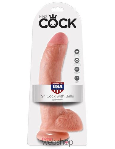 Pipedream King Cock 9 inch Cock With Balls Flesh- Herés, letapasztható dildó 26-30cm