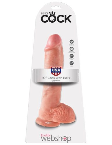 King Cock 10 inch Cock With Balls Flesh- Valósághű dildó herékkel 27cm