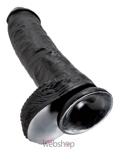 King Cock 10 inch Cock With Balls Black- Realisztikus kialakítású dildó 27cm