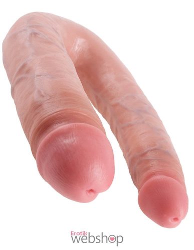 King Cock  U-Shaped Large Double Trouble Flesh- Testszövethez hasonló kétvégű dildó