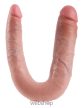 King Cock  U-Shaped Large Double Trouble Flesh- Testszövethez hasonló kétvégű dildó