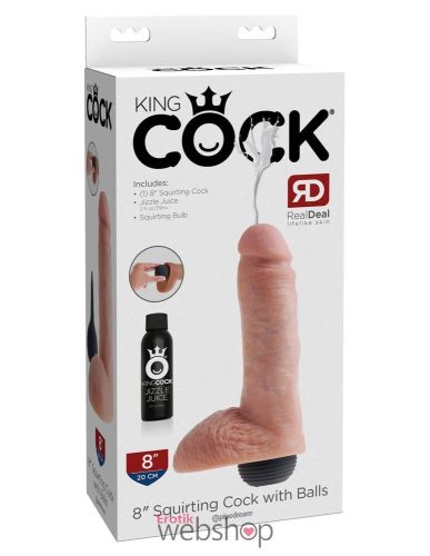 Pipedream King Cock 8 inch Squirting Cock Flesh - Vibrációs, rugalmas dildó spriccelőtartállyal 20 cm