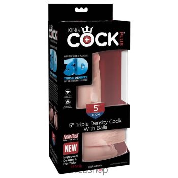   King Cock Triple Density 5" Cock with Balls - Flesh-  Letapasztható, herés, élethű dildó - 17,8 cm (testszínű) 19 cm