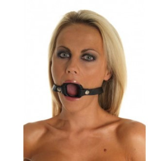 Rimba - Mouthgag With O-Ring - Fekete, állítható, bőr szájpecek