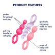 A Satisfyer Booty Call (Set of 3) Coloured - 3 részes análsor darabjai eltérő felületűek.