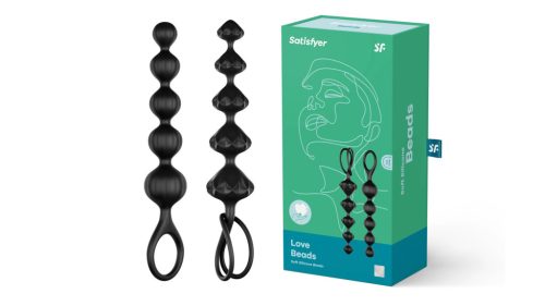 Satisfyer Love Beads Black anál golyószett – prémium szilikon kezdőknek és haladóknak