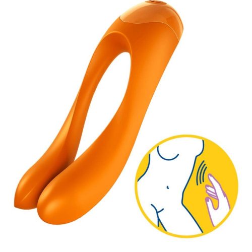 Satisfyer Candy Cane (orange)-  Pároknak ajánlott, kíváló minőségű, bőrbarát, páros vibrátor, narancssárga