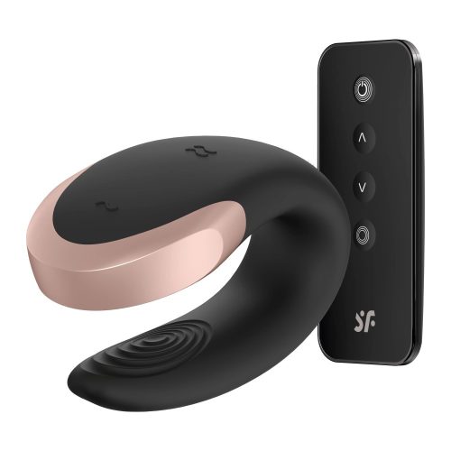Satisfyer - Double Love (Black) - Applikációs, távirányítós, prémium kategóriás párvibrátor - fekete