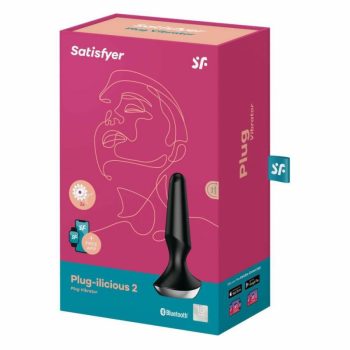   Satisfyer - Plug-ilicious 2 black - Applikációs, vibrátoros, fekete, vízálló análdugó