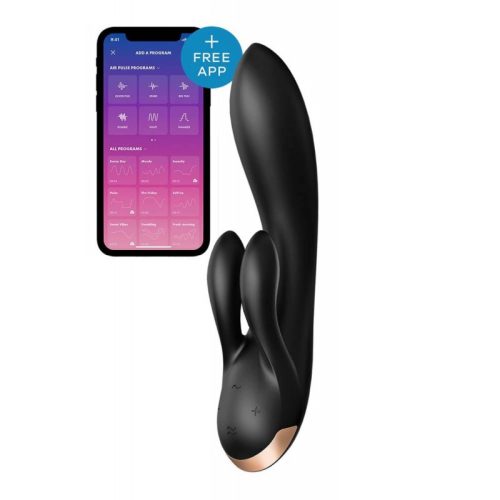 Satisfyer - Double Flex black - app-vezérelt, csiklóizgatós, g-pontos, vízálló