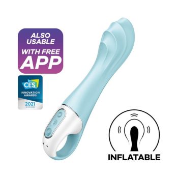  Satisfyer - Air Pump Vibrator 5+ blue - Pumpás, vízálló, app-vezérelt, g-pontos
