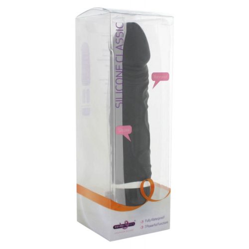 Seven Creations - Classic Original Vibrator Black - Fekete, erezett, élethű vibrátor