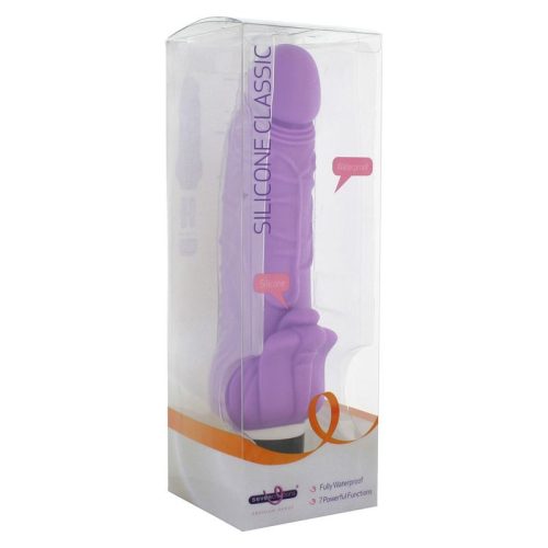 SILICONE CLASSIC VIBRÁTOR KLITORISZÁGAKKAL (LILA) 