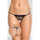 Softline - G-String 2415 - black S-L - Fekete, nyitott csipkés tanga