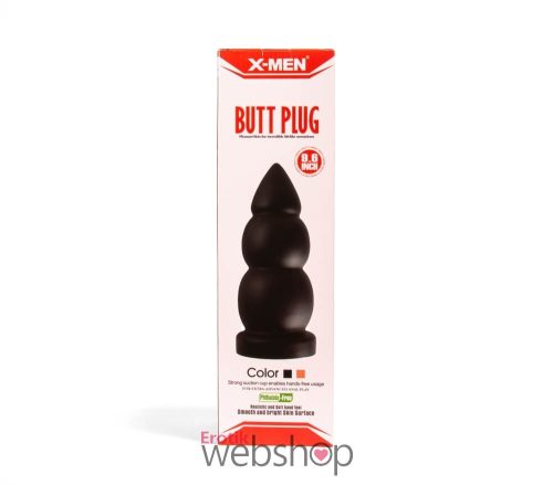 X-MEN 9.6 inch Butt Plug Black - Fekete, bőrbarát análdugó 24,5cm