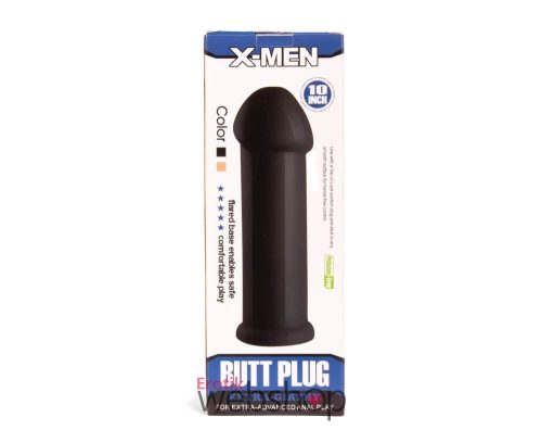 X-MEN 10 inch Butt Plug Black - Fekete análdugó, bőrbarát anyagból 25,4 cm