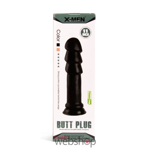 X -MEN 11 inch Butt Plug Black - Fekete análdugó, bőrbarát anyagból 28 cm