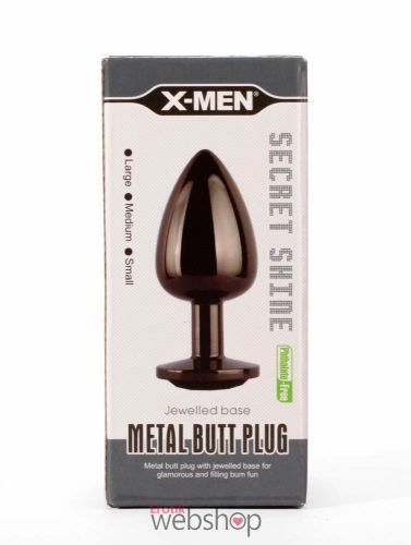 X-MEN Secret Shine Metal Butt Plug Gun Colour - Fekete Análdugó S 