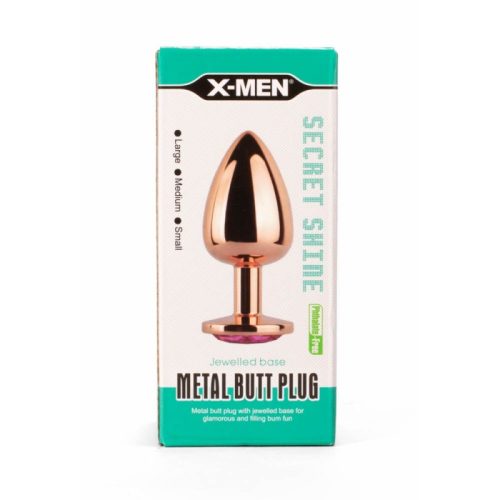 X-MEN Secret Shade Metal Butt Plug Rose M - Arany, rózsaszín análdugó