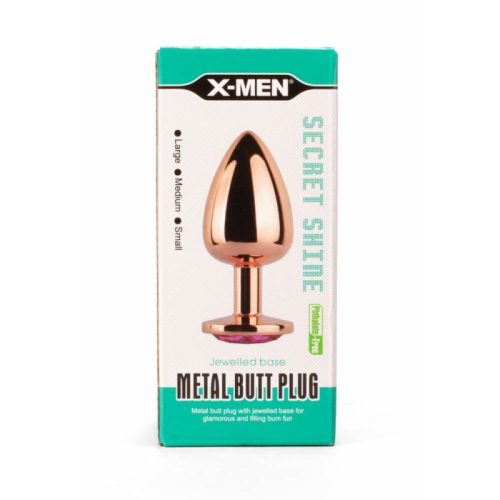 X-MEN Secret Shade Metal Butt Plug Rose M - Arany, rózsaszín análdugó